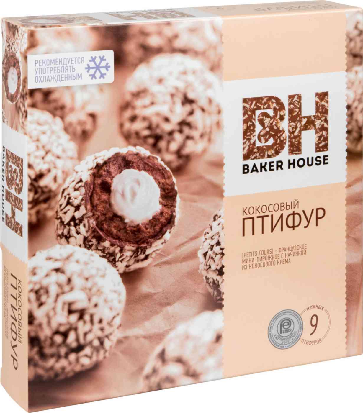 Мини-пирожные Птифур Baker House с кокосовым кремом, 25 г × 9шт