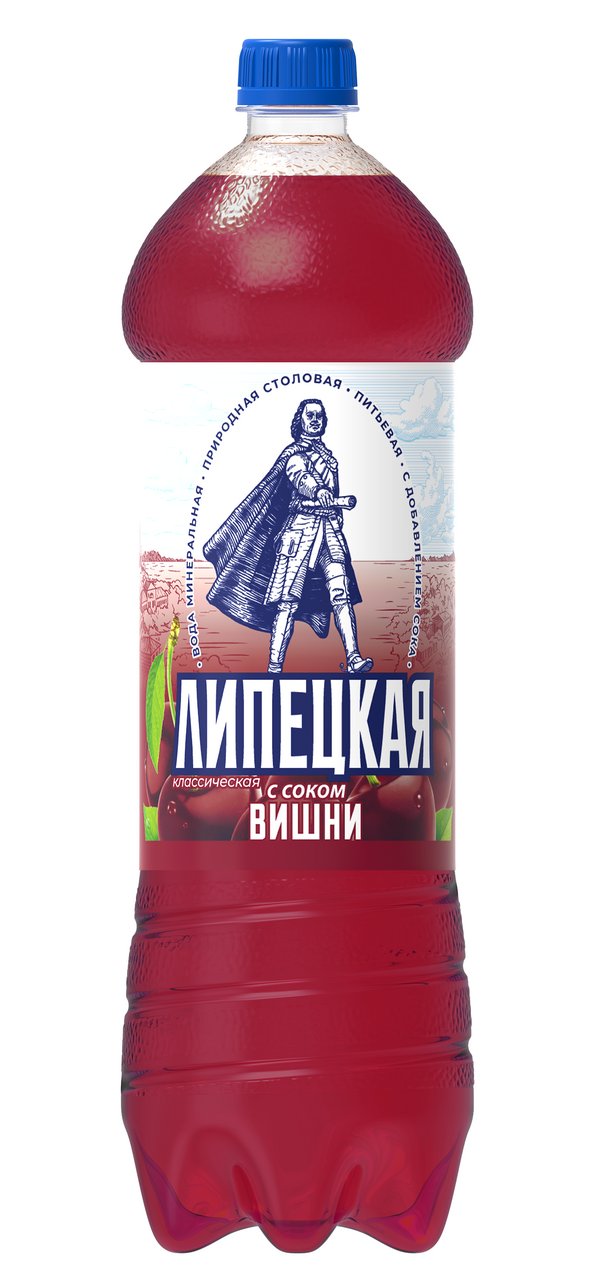 Напиток Липецкая на основе минеральной воды с соком Вишни газированный, 1.42л