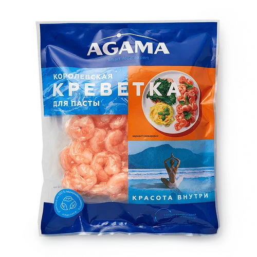 Креветки королевские 50/70 Agama очищенные для пасты варёно-мороженые