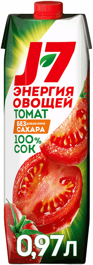 Сок J7 Томат с солью с мякотью, без сахара, 0.97л