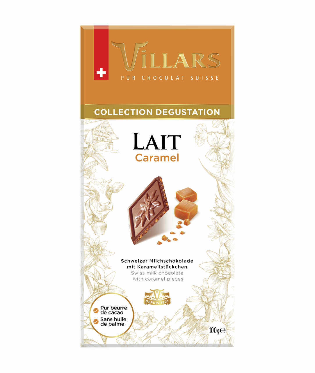 Шоколад Villars молочный с карамелью, 100г