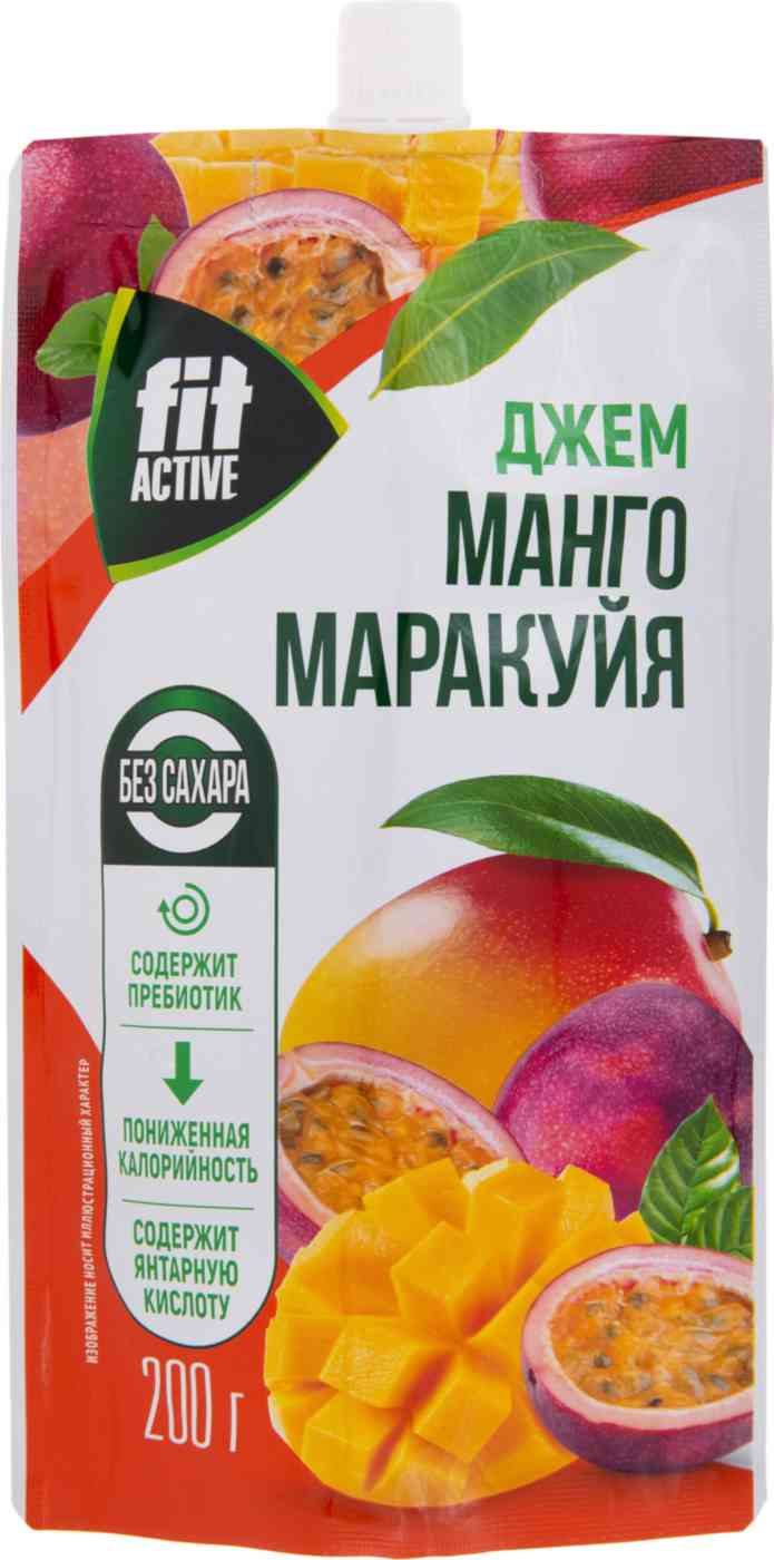 Джем FitActive Манго, маракуйя, без сахара, 200г