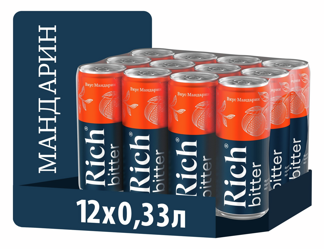 Напиток Rich Биттер Мандарин газированный, 330мл x 12 шт