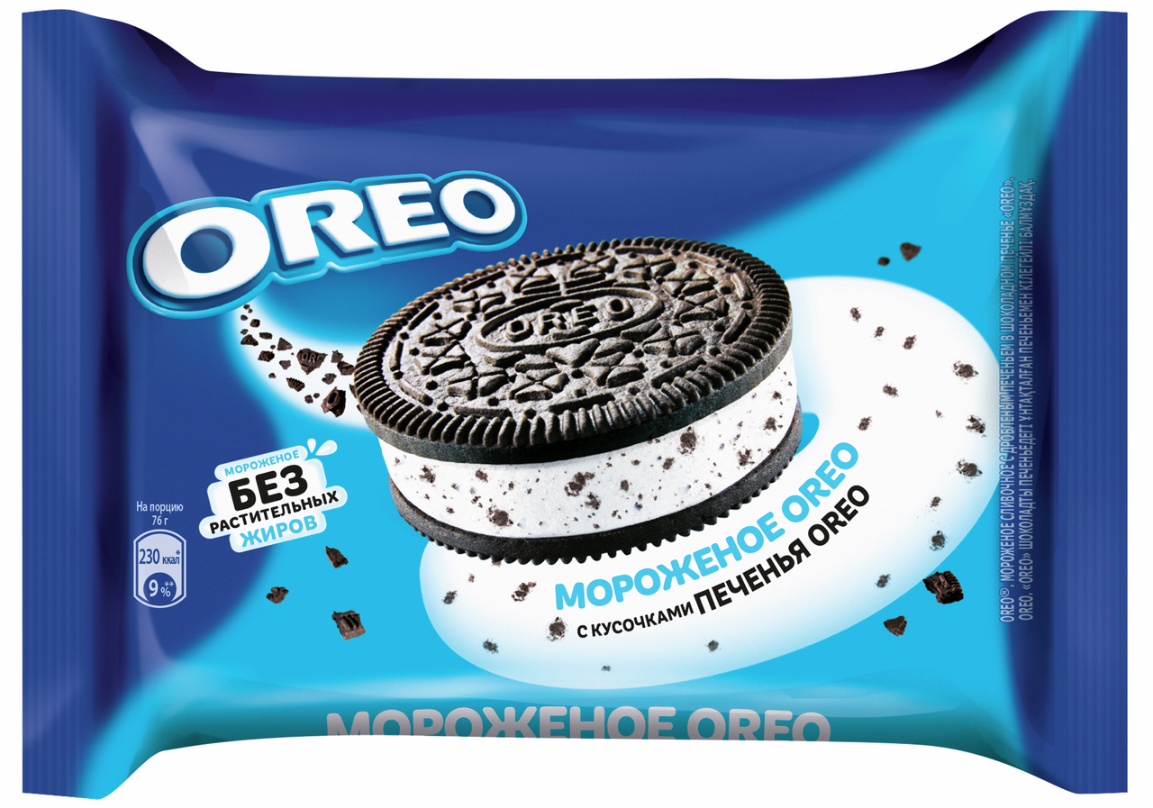 Мороженое сливочное Oreo с кусочками печенья на печенье, 76г