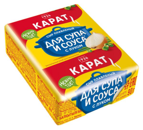 Сыр для супа плавленый Карат с луком 45%, 90г
