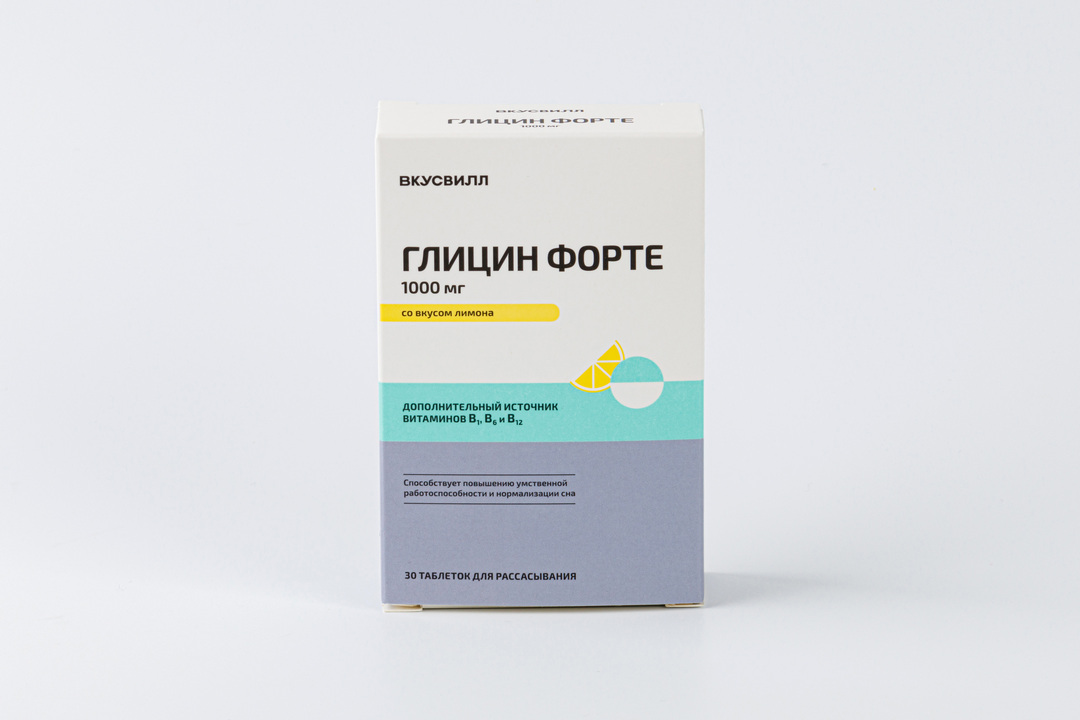 Глицин форте со вкусом лимона 1000 мг, 30 таб. для рассасывания / Здоровье