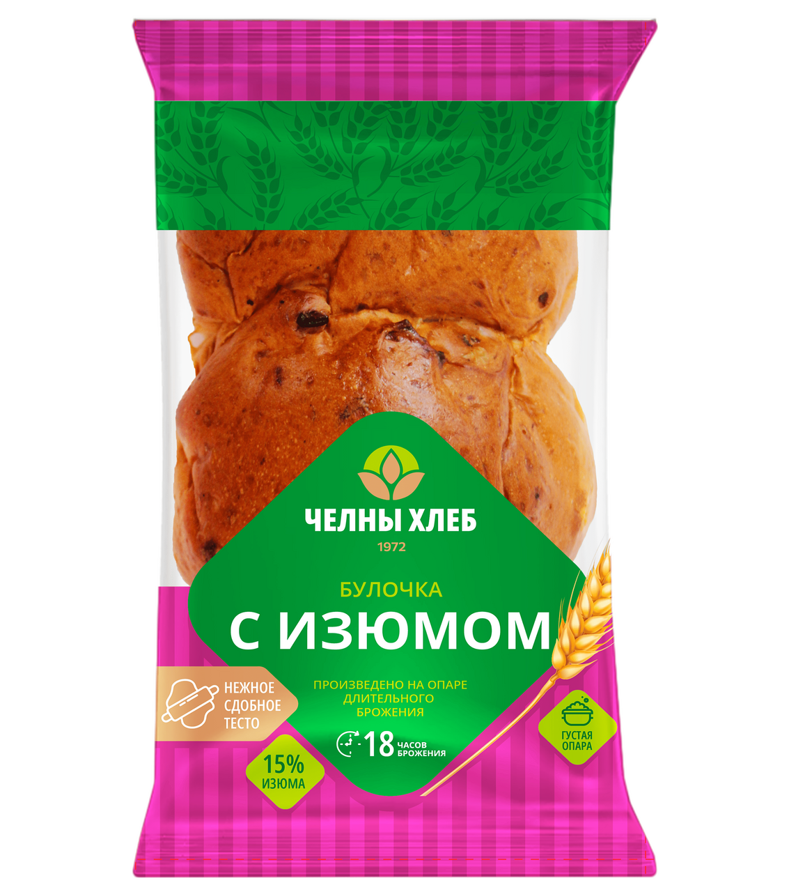 Булочка Челны-хлеб с изюмом, 200г