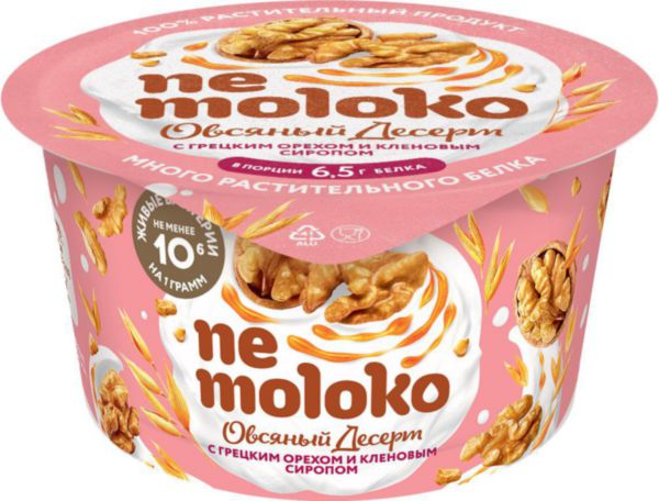 Десерт овсяный Nemoloko с грецким орехом и кленовым сиропом, 130г