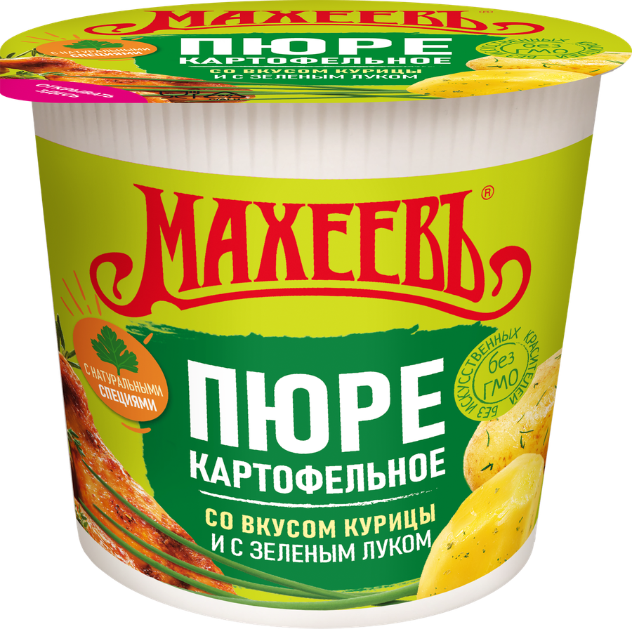 Пюре картофельное МАХЕЕВЪ со вкусом курицы и зеленым луком, 40г