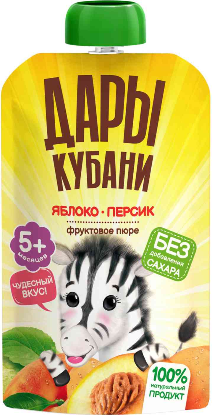 Пюре Дары Кубани яблоко-персик с 5 месяцев, 90г