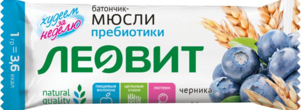 Батончик-мюсли Леовит Худеем за неделю Черника с лютеином, 30г