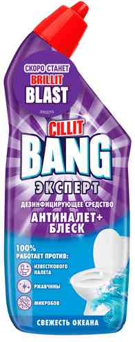 Дезинфицирующее средство Cillit Bang Эксперт Антиналет + Блеск свежесть океана, 450мл