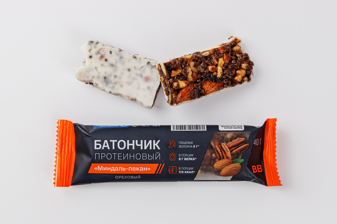 Батончик ореховый протеиновый "Миндаль-пекан", 40г