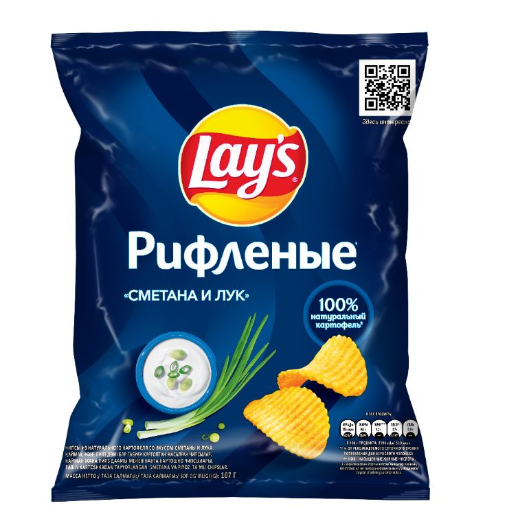 Чипсы Lay's рифленые Сметана и лук, 107г