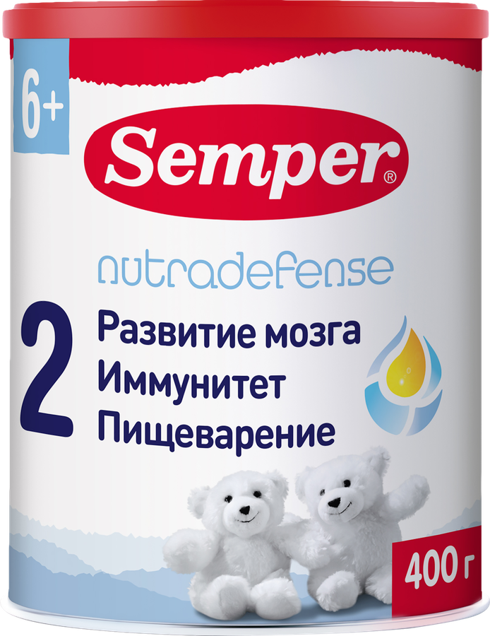 Смесь молочная SEMPER Nutradefense Baby 2, с 6 месяцев, 400г