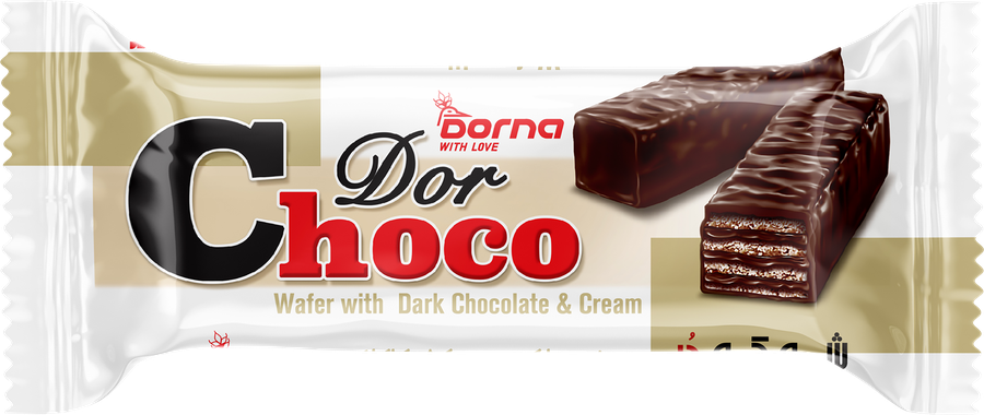 Вафли DORNA Dor Choco с какао-кремом, глазированные, 50г