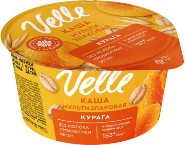 Продукт овсяный ферментированный Velle каша с курагой 25%, 170г