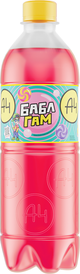 Напиток А4 Баббл Гам со вкусом жевательной резинки и лимона сильногазированный, 0.5л