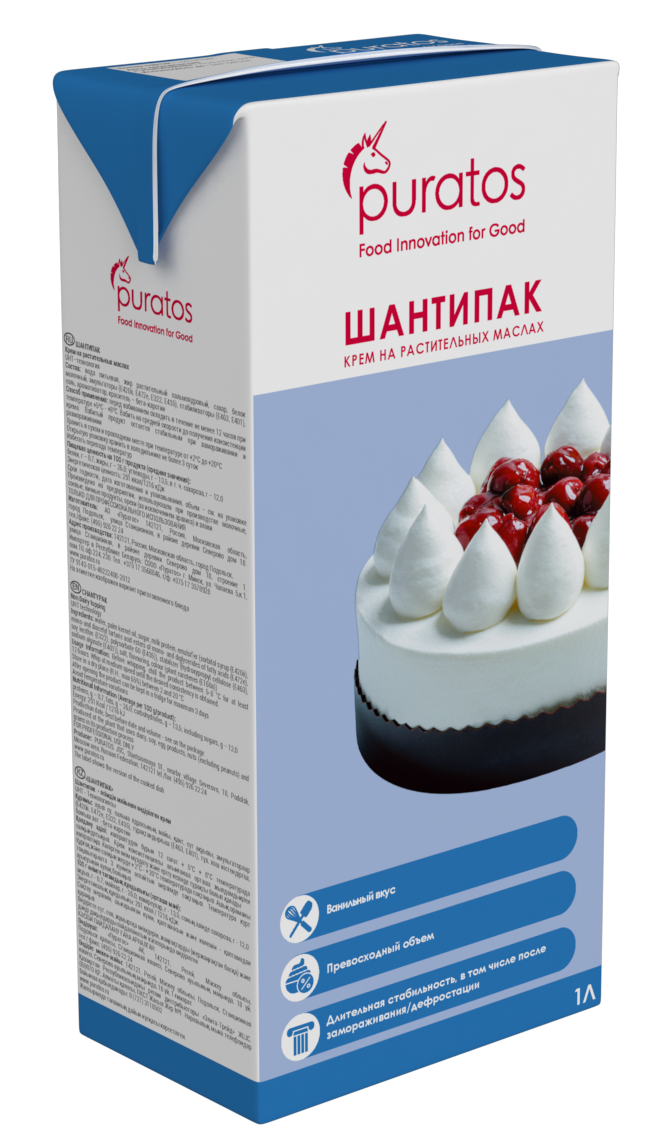 Крем растительный Puratos Chantypak для взбивания 26%, 1л