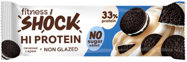 Батончик протеиновый FitnesShock Hi Protein печенье-крем, 60г