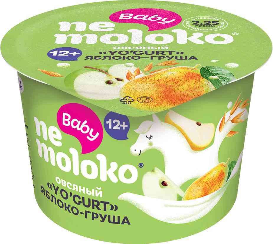 Продукт овсяный Nemoloko Baby Yo'gurt яблоко-груша c 12 месяцев, 90г