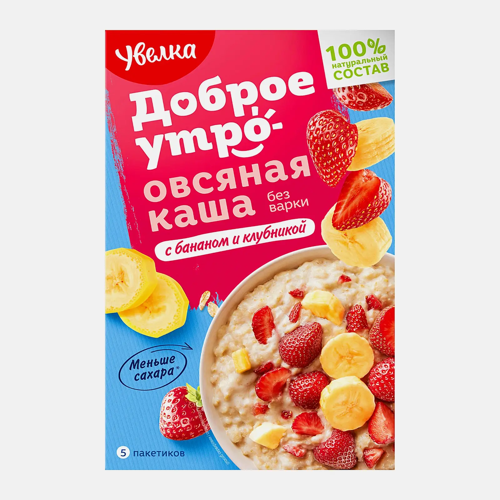 Каша Увелка овсяная Банан и Клубника 200г