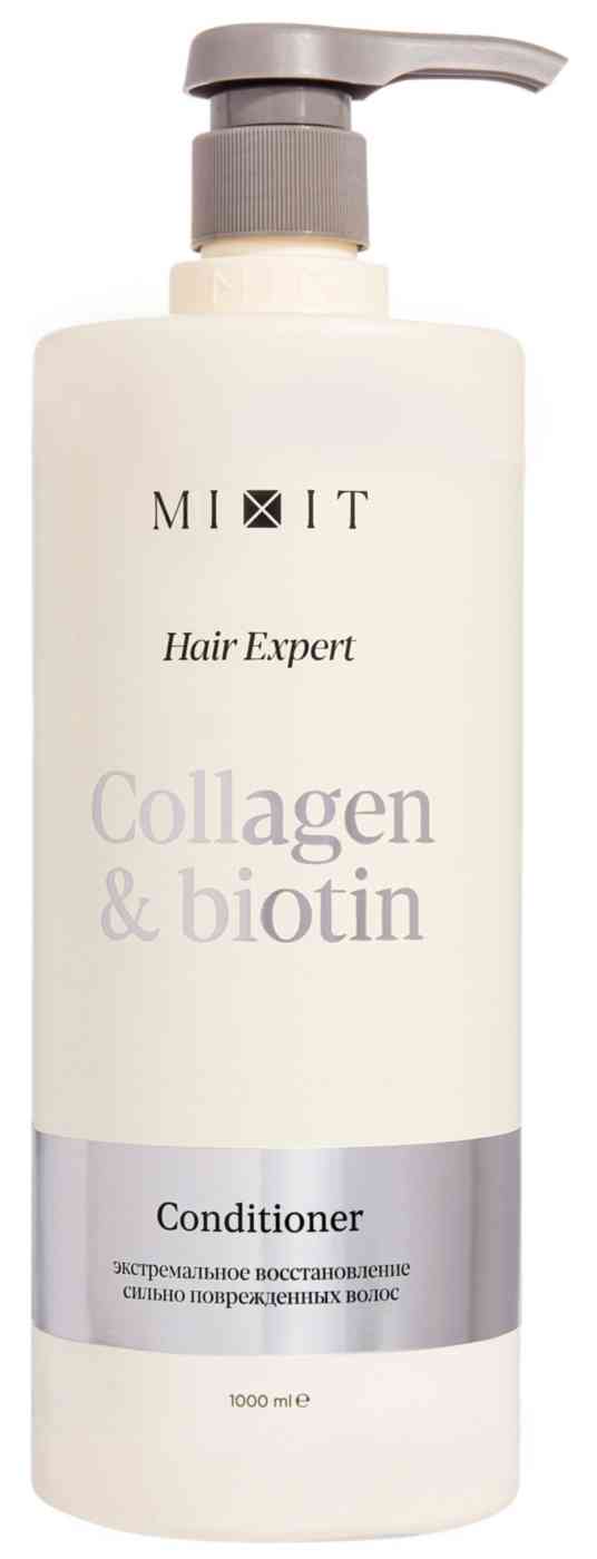 Бальзам-ополаскиватель для сильно поврежденных волос Mixit Hair Expert Collagen & Biotin восстанавливающий, 1л