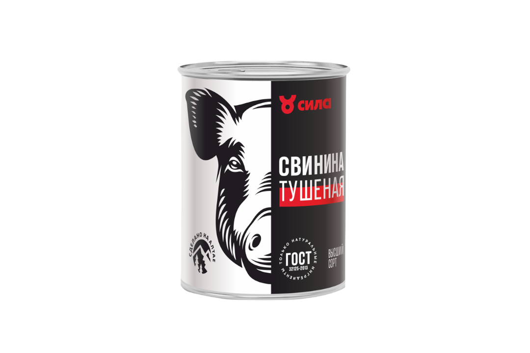 Свинина тушеная Сила высший сорт ГОСТ ж/б 338 г / Супермаркет