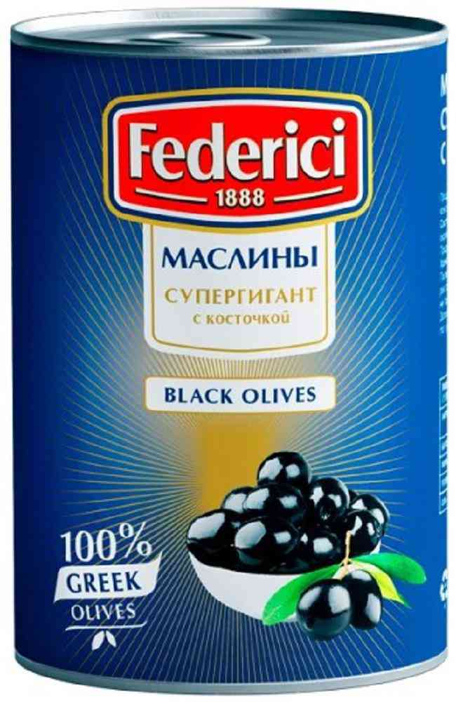 Маслины Federici Супергигант с косточкой, 820г