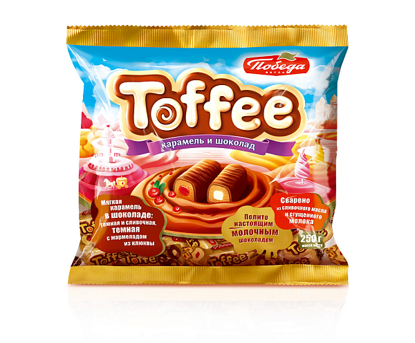 Мягкая карамель Победа вкуса Toffee в шоколаде, 250г