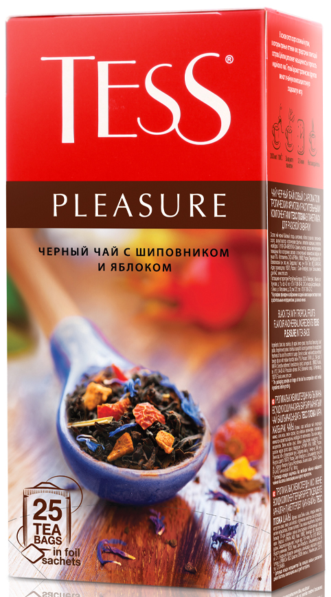 Чай черный Tess Pleasure Шиповник и яблоко байховый (1.5г x 25шт), 38г
