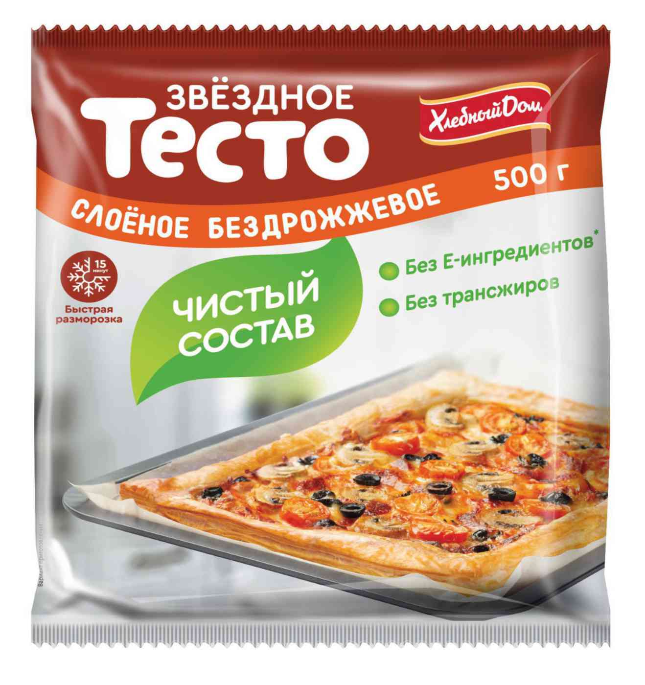 Тесто бездрожжевое Хлебный Дом Звёздное слоёное, 500г