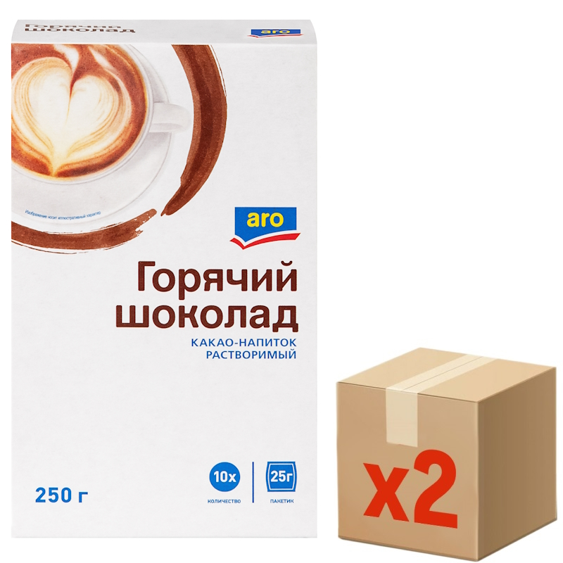 aro Горячий шоколад растворимый пакетированный, 250г x 2 шт
