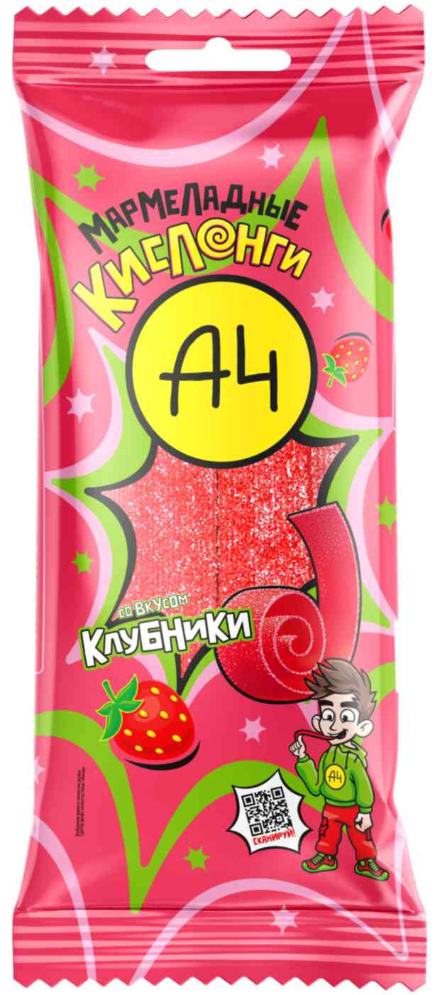Мармелад А4 Кислонги клубника, 100г