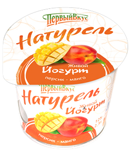 Йогурт Первый вкус Натурель персик и манго 2.5%, 125г
