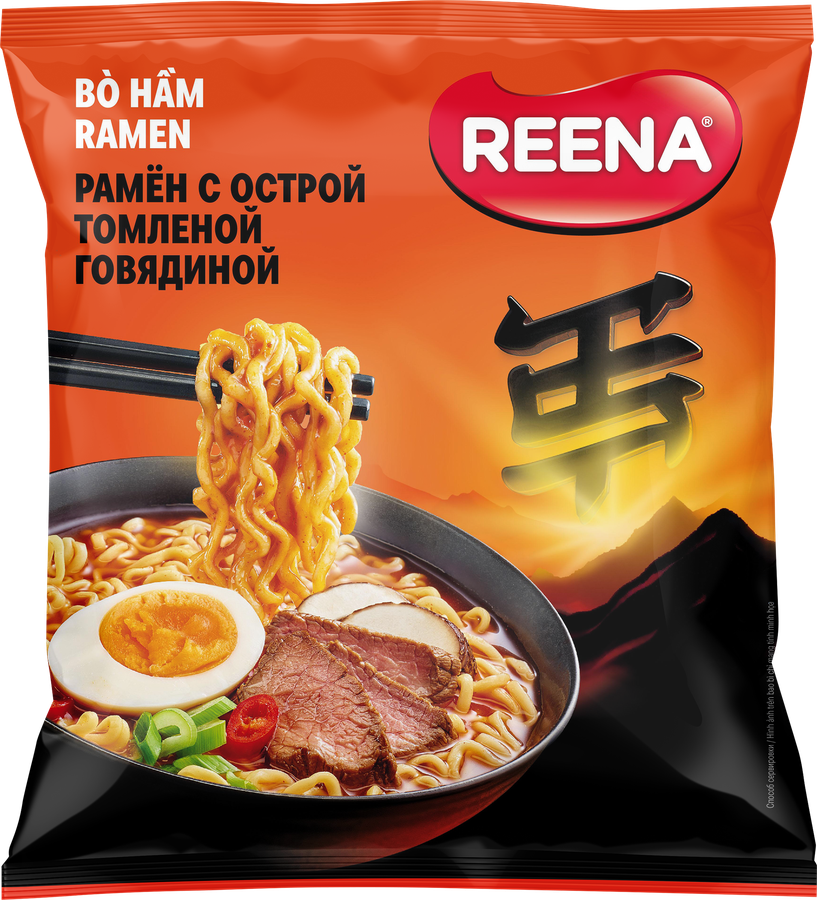 Лапша REENA Рамен, с острой томленой говядиной, 115г