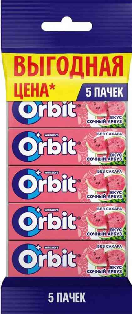 Жевательная резинка Orbit Сочный арбуз без сахара, 5×13,6г
