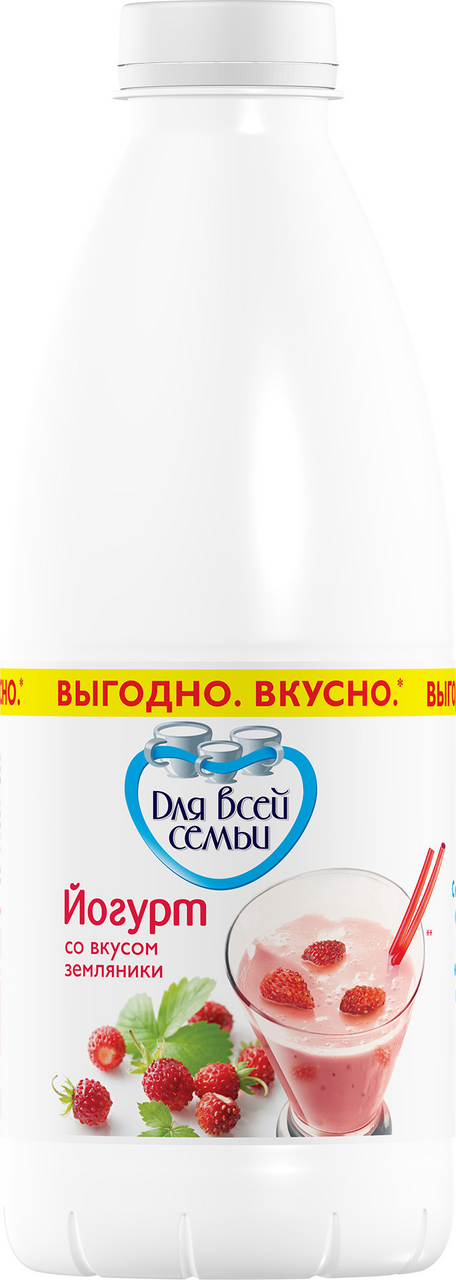 Продукт йогуртный Для всей семьи земляника 1%, 930г