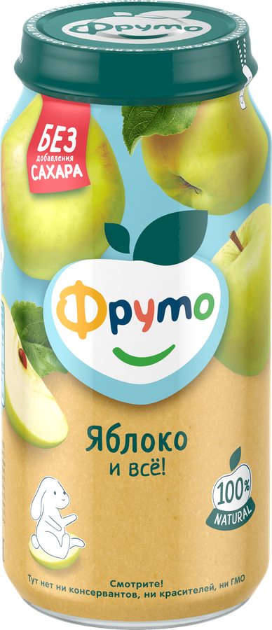 Пюре фруктовое ФРУТОНЯНЯ Яблоко, с 4 месяцев, 250г