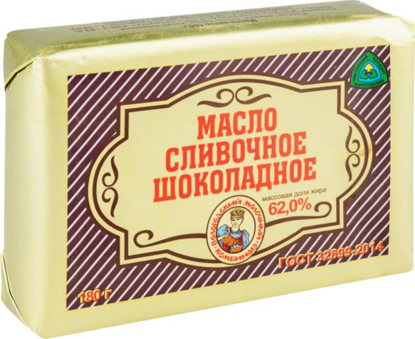 Масло сливочное шоколадное Вологодский молочный комбинат 62%, 180г