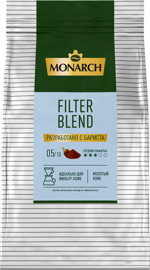 Кофе молотый MONARCH Filter Blend, бленд для фильтр-кофе, 200г