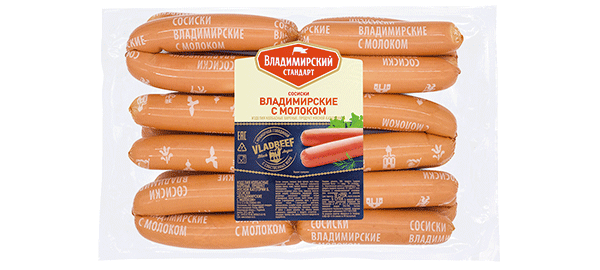 Сосиски Владимирский стандарт Владимирские с молоком, ~1.4кг