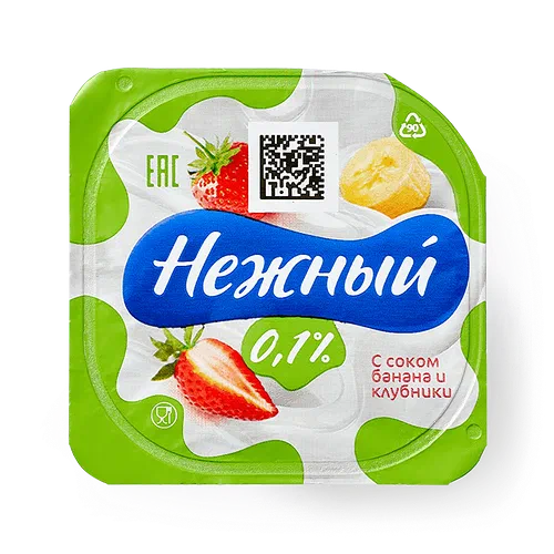 Продукт йогуртный «Нежный» с соком банана и клубники