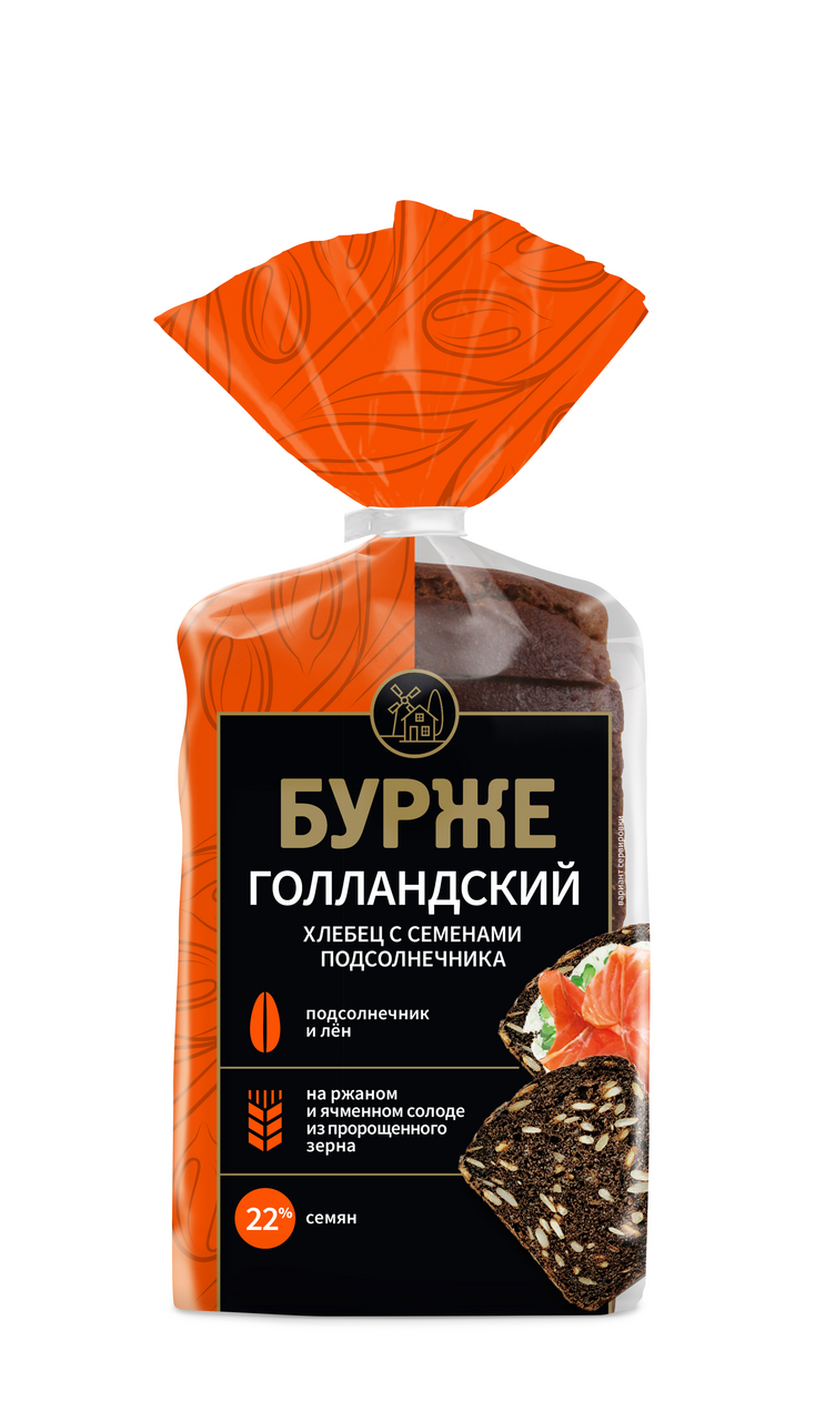 Хлеб Хлебный дом Бурже голландский с семенами подсолнечника, 350г