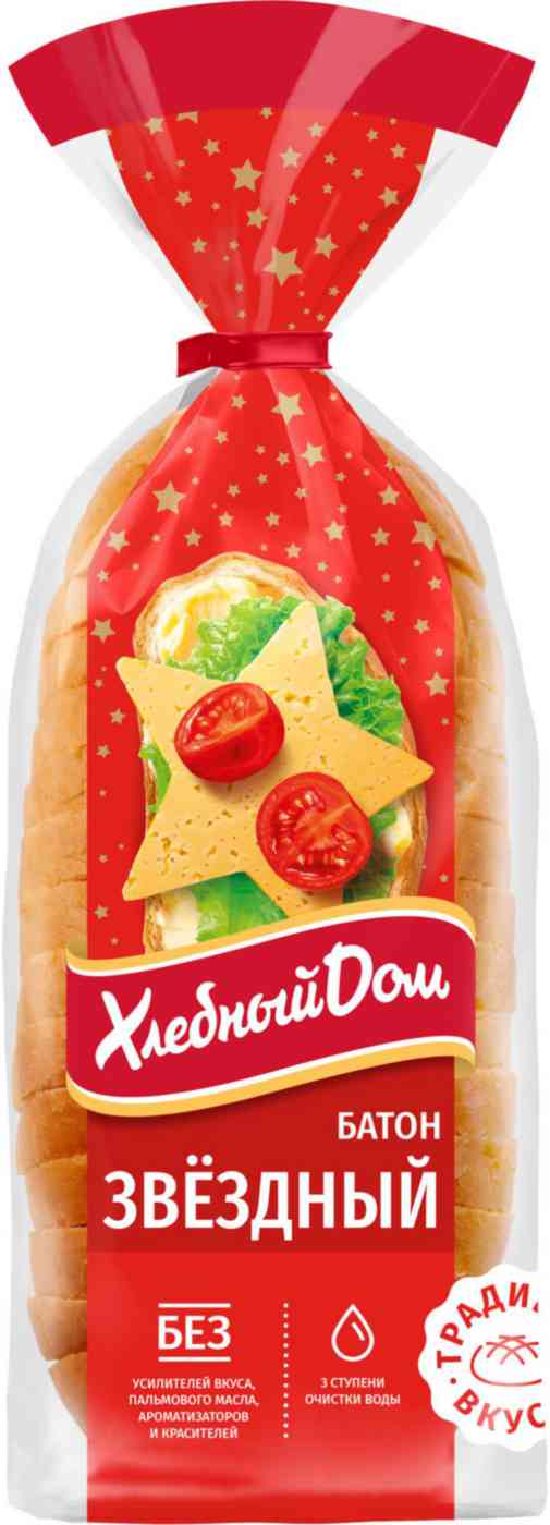 Батон Хлебный Дом Звёздный, нарезка, 350г