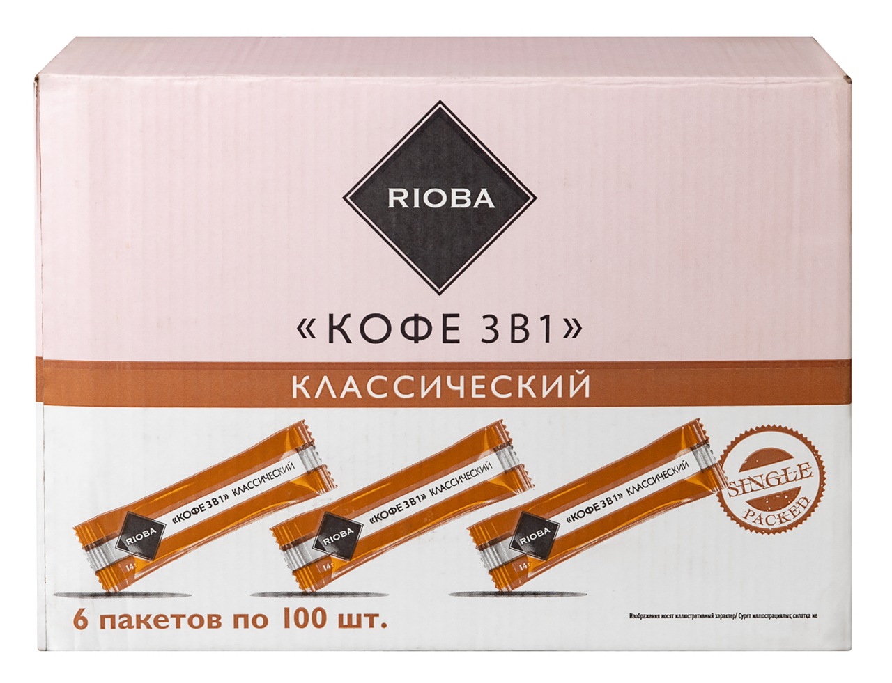 RIOBA Напиток растворимый кофе 3в1 в стиках (14г x 100шт), 1.4кг