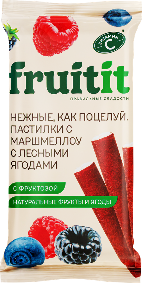 Пастилки фруктово-ягодные FRUIT It Лесные ягоды, с маршмеллоу, без сахара, 55г