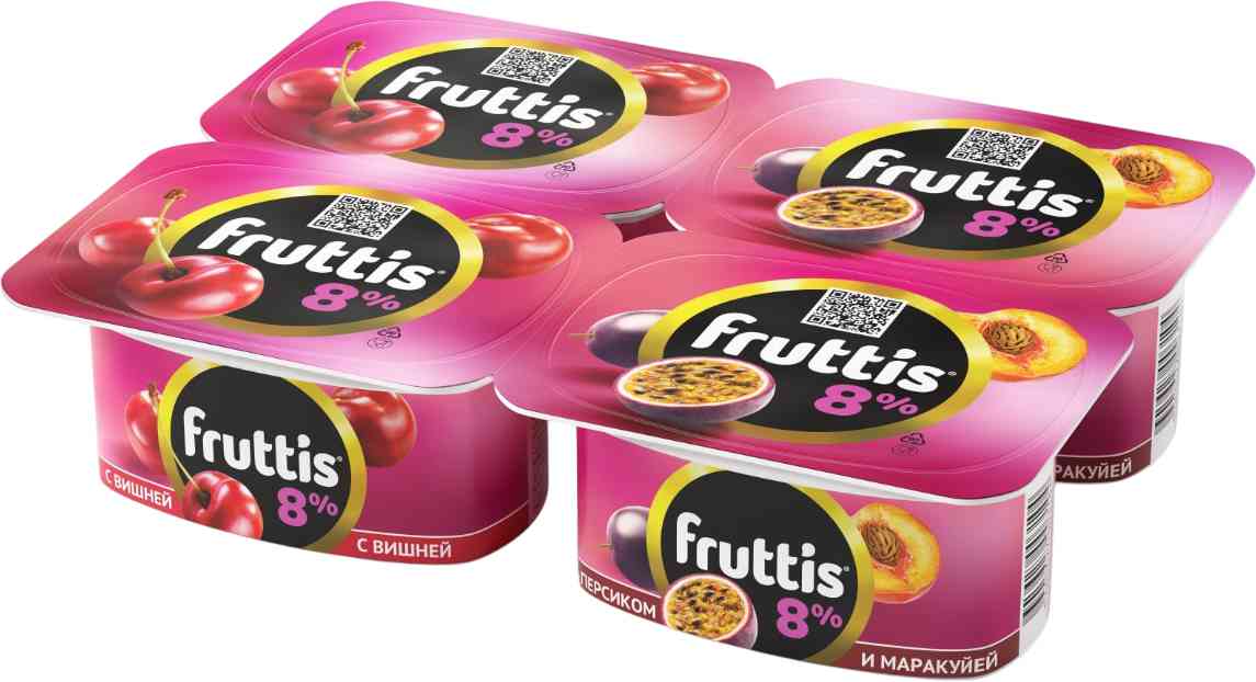 Продукт йогуртный Fruttis Суперэкстра в ассортименте: Вишня, Персик-маракуйя 8%, 115г