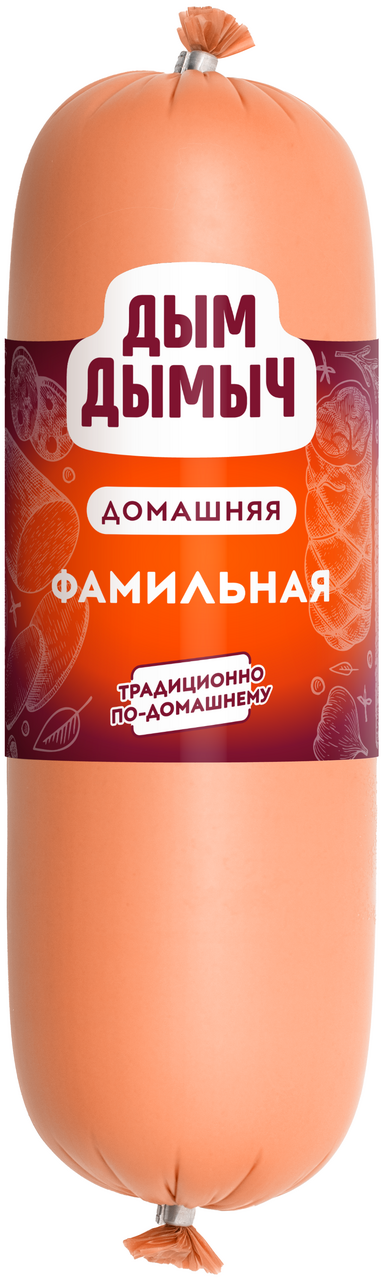 Колбаса Дым Дымыч фамильная из мяса цыпленка-бройлера вареная, ~1кг