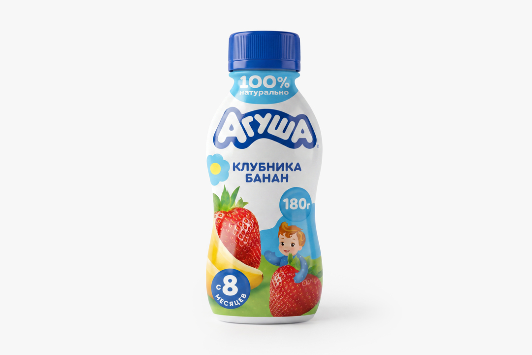 Йогурт питьевой Агуша Клубника-банан 2.7% с 8 месяцев 180 г / Супермаркет